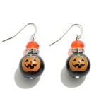 Halloween Beaded Drop Earrings Featuring Pumpkins 

- Approximately 1" L