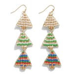 Wholesale linked Seed Bead Christmas Tree Drop Earrings L