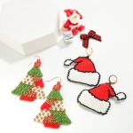 Wholesale linked Seed Bead Christmas Tree Drop Earrings L