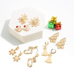 Wholesale gold Snowflake Earrings Rhinestone Insets L