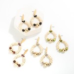 Wood Beaded Hoop Post Drop Earrings Featuring Gold Tone Accents.

- Approximately 2.5" L