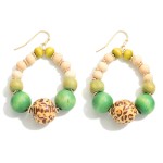 Wholesale wood Beaded Drop Earrings Leopard Print Accents L