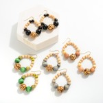 Wood Beaded Drop Earrings Featuring Leopard Print Accents.

- Approximately 2" L