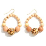 Wholesale wood Beaded Drop Earrings Leopard Print Accents L