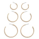 Set of Three Seed Bead Hoop Earrings.

- Approximately 1" - 1.75" Diameter