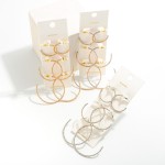 Set of Three Seed Bead Hoop Earrings.

- Approximately 1" - 1.75" Diameter