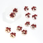 Wholesale plaid Christmas Drop Earrings Outlined Disc Bell Bow accent