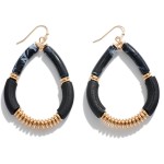 Teardrop Earrings Featuring Tube Bead And Wood Bead with Gold Accents

- Approximately 2.2" L