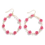 Wholesale beaded Flower Hoop Drop Earrings L