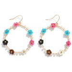 Wholesale beaded Flower Hoop Drop Earrings L