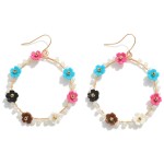 Beaded Flower Hoop Drop Earrings.

- Approximately 2.5" L