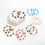 Wholesale beaded Flower Hoop Drop Earrings L