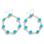 Wholesale beaded Flower Hoop Drop Earrings L