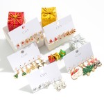 Wholesale set Three Silver Christmas Earrings Reindeer Studs Reindeer Huggie Hoo