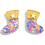 Glitter Christmas Stocking With Star Accents

- Approximately 1" L