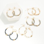 Wholesale beaded Wire Hoop Drop Earrings Gold Bead Accents L