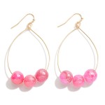 Wholesale gold Metal Wire Drop Earrings Iridescent Beads L
