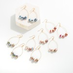 Wholesale gold Metal Wire Drop Earrings Iridescent Beads L
