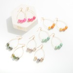 Wholesale gold Metal Wire Drop Earrings Iridescent Beads L