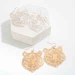 Wholesale gold Laser Cut Tiger Drop Earring L