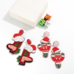 Seed Bead Christmas Boot Drop Earrings.

- Approximately 3" L