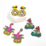 Wholesale seed Bead Mardi Gras Mask Drop Earrings L