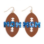 Wholesale glitter Mom Football Drop Earrings L