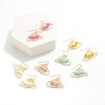 Wholesale gold Cowboy Hat Drop Earrings Beaded Flower Accents L