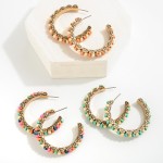 Wholesale gold Wood Beaded Hoop Earrings Diameter