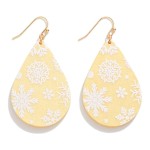 Wooden Teardrop Snowflake Print Drop Earrings.

- Approximately 2" L