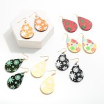 Wholesale wooden Teardrop Snowflake Print Drop Earrings L