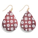 Wooden Teardrop Snowflake Print Drop Earrings.

- Approximately 2" L