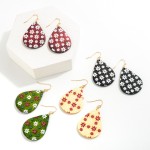 Wooden Teardrop Snowflake Print Drop Earrings.

- Approximately 2" L