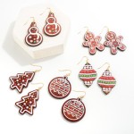 Wholesale wooden Ornament Christmas Cookie Drop Earrings L