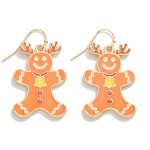 Wholesale metal Enamel Gingerbread Man Reindeer Antlers Drop Earrings L