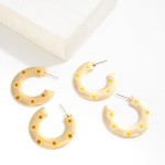 Wholesale gold Flat Hoop Earrings Enameled Flowers Diameter