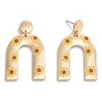 Wholesale gold Arch Drop Earrings Enamel Flower L