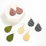 Wholesale wooden Teardrop Christmas Quilt Pattern Drop Earrings