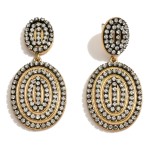 Wholesale rhinestone Studded Metal Oval Post Drop Earrings Titanium Posts L