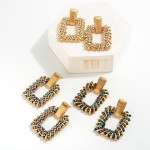 Wholesale statement Rhinestone Studded Rectangular Post Drop Earrings L