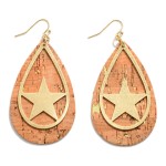Wholesale cork Gold Star Teardrop Earrings L