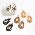 Cork and Gold Tone Star Teardrop Earrings.

- Approximately 3" L