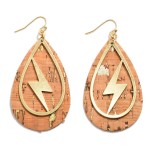 Wholesale cork Gold Lightning Bolt Teardrop Earrings L