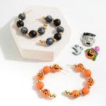 Wholesale beaded Halloween Hoop Earrings Spiderweb Gold Beads Diameter