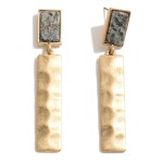 Wholesale stone Drop Earring Hammered Metal Detail L