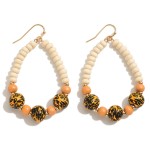 Wholesale wood Beaded Teardrop Earrings Animal Print Beads L