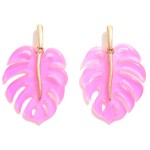 Wholesale monstera Resin Drop Earrings Gold Accent L