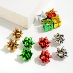 Christmas Bow Stud Earrings.

- Approximately .75" W