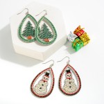 Wholesale glitter Beaded Christmas Tree Teardrop Drop Earrings L