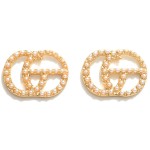 Wholesale double Circle Stud Earrings Pearl Inlays W